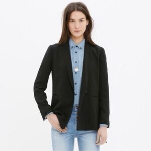 Madewell Tribune Collarless Black Blazer Size 0